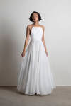 Last Touch Halter Cross Back Maxi Dress - Ivory