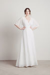 We Could Be Deep V High Slit Maxi Dress - Ivory
