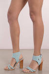 Sol Sana Tiki Buckle Strap High Heels - Light Denim