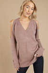 Camila Cold Shoulder Sweater - Mauve