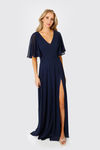 Come Closer To Me Butterfly Sleeve High Slit Maxi Dress - Navy