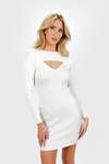 Maika Ribbed Cutout Mini Dress - Off White