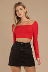 Side Note Crop Top - Red