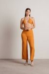 See You Around Ribbed Halter Crop Top Pants Set - Rust Orange
