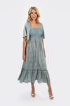 Maeve Smocked Buttoned Midi Dress - Sage