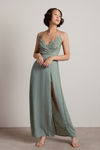 My Moment Crochet High Slit Maxi Dress - Sage