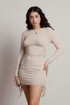 Cozi Ribbed Bustier Mini Dress - Sand