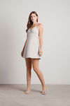 Clovis Cross Back A-Line Mini Dress - Taupe