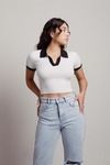 Calypso Crop Top - White & Black