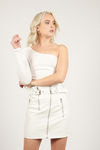 Do More Leather Zip Up Mini Skirt - White