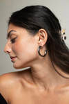 Cross My Mind Hollow Hoop Earrings - White Gold