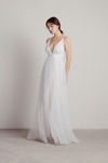 Here To Slay Plunging High Slit Maxi Dress - White