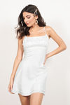 Kaia Satin Jacquard Shift Mini Dress - White