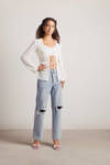 Take Me Out Open Front Blouse - White