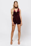 High On You Velvet Romper - Wine