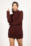 Need You Lace Up Mini Dress - Wine