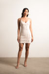Alina Ruched Bodycon Mini Dress - Beige