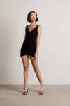 Bea Surplice Open Back Mini Dress - Black