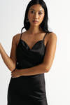 Bri Black Cowl Neck Midi Dress