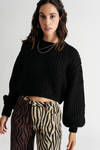 Ingram Pullover Cropped Sweater - Black