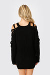 Miracle Lace Up Sweater Mini Dress - Black