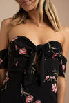 Fiona Floral Off The Shoulder Mini Dress - Black Multi