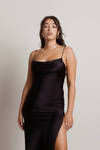 On A Mission Satin Cami Mini Dress - Black