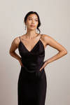 Show Up Satin Cami Midi Dress - Black