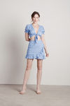 Into It Floral Crop Top and Mini Skirt Set - Blue