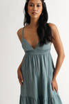Loving Myself Blue Cotton Midi Dress