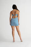 These Days Keyhole Backless Mini Dress - Blue