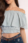 Jennifer Crop Top - Blue & White