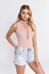 Lena Lace Up Bodysuit - Blush
