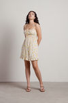 Kelley Floral Skater Mini Dress - Cream
