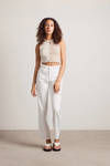 Like I Want You Crop Top - Ecru Beige