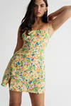 Glam Girl Floral Bustier Mini Dress - Green Multi