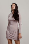 Millie Open Back Long Sleeve Mini Dress - Greige