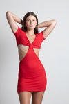 Say It Again Cutout Bodycon Mini Dress - Ketchup Red