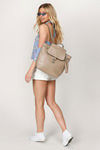 Eunice Faux Leather Backpack - Khaki 