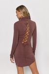 Khal Lace Back Turtleneck Mini Dress - Marsala