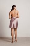 Light Up The Night Satin Cross Back Mini Dress - Mauve