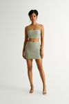 Arden Linen Crop Top and Mini Skirt Set - Moss