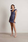 Shelby Floral Ruched Mini Dress - Navy