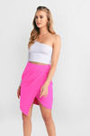 Bright Lights Surplice Mini Skirt - Neon Pink