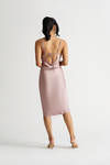 Kelsea Satin Open Back Midi Dress - Pink
