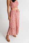 Lynx Floral Crop Top and Midi Skirt Set - Pink