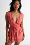 Keep It Going Surplice Romper - Red Multi