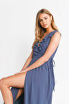 Treasure Me Plunging High Slit Maxi Dress - Slate