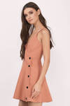 Cameo Dream Space Button Down Deep V Mini Dress - Terracotta