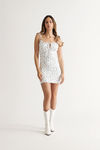 Seasons In Love Floral Ruched Bust Mini Dress - White Blue